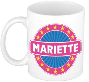 Bellatio Decorations Mariette voornaam koffiemok - beker - wit/roze - 300 ml - Cadeau - Dames - Collega - Moederdag