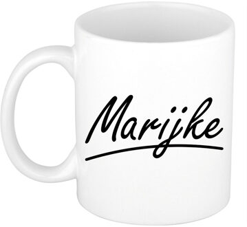Bellatio Decorations Marijke Naam koffiemok - beker - met sierlijke letters - wit - 300 ml - Cadeau - Dames