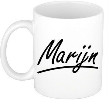 Bellatio Decorations Marijn Naam koffiemok - beker - met sierlijke letters - wit - 300 ml - Cadeau - Dames