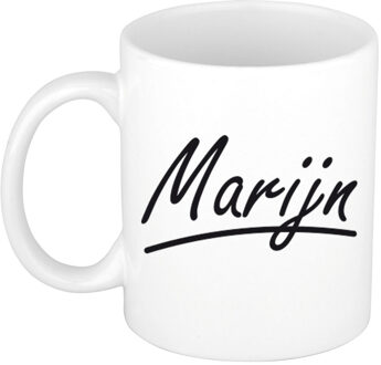 Bellatio Decorations Marijn Naam koffiemok - beker - met sierlijke letters - wit - 300 ml - Cadeau - Heren