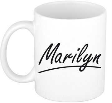 Bellatio Decorations Marilyn voornaam kado beker / mok sierlijke letters - gepersonaliseerde mok met naam - Naam mokken Multikleur