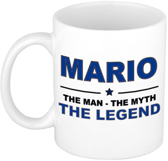 Bellatio Decorations Mario cadeau mok - man myth legend - naam koffiemok / beker - wit en blauw - 300 ml