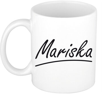 Bellatio Decorations Mariska Naam koffiemok - beker - met sierlijke letters - wit - 300 ml - Cadeau - Dames