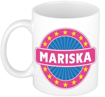 Bellatio Decorations Mariska voornaam koffiemok - beker - wit/roze - 300 ml - Cadeau - Dames - Collega - Moederdag