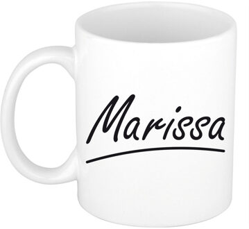 Bellatio Decorations Marissa Naam koffiemok - beker - met sierlijke letters - wit - 300 ml - Cadeau - Dames