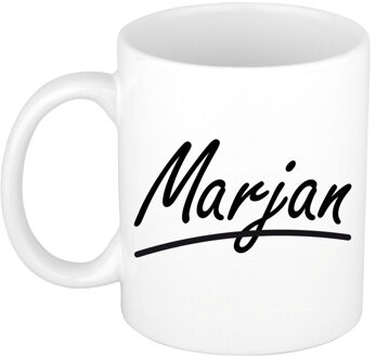 Bellatio Decorations Marjan Naam koffiemok - beker - met sierlijke letters - wit - 300 ml - Cadeau - Dames