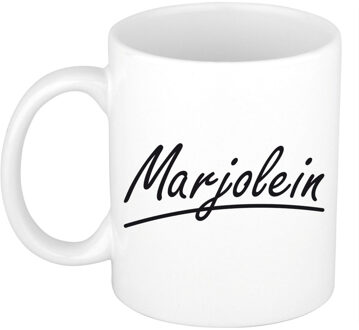 Bellatio Decorations Marjolein Naam koffiemok - beker - met sierlijke letters - wit - 300 ml - Cadeau - Dames