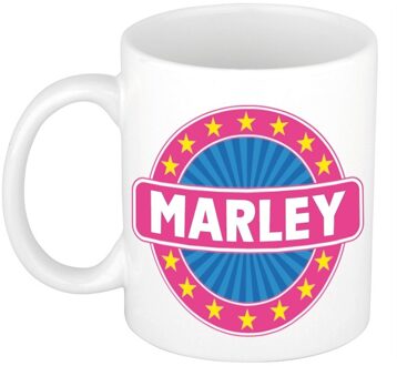 Bellatio Decorations Marley voornaam koffiemok - beker - wit/roze - 300 ml - Cadeau - Dames - Collega - Moederdag