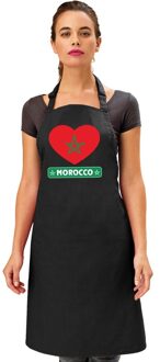 Bellatio Decorations Marokko hart vlag barbecueschort/ keukenschort zwart