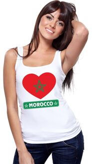 Bellatio Decorations Marokko hart vlag singlet shirt/ tanktop wit dames L