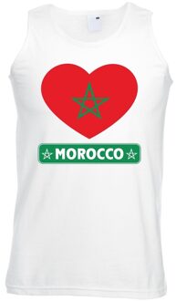 Bellatio Decorations Marokko hart vlag singlet shirt/ tanktop wit heren