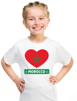 Bellatio Decorations Marokko kinder t-shirt met marokkaanse vlag in hart wit jongens en meisjes xs (110-116)