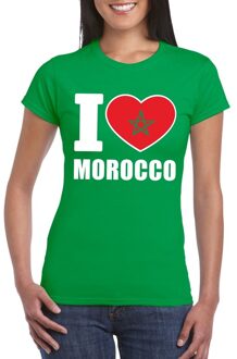 Bellatio Decorations Marokko supporters kleding t-shirt - voor dames - groen - met vlag kleuren print - korte mouwen