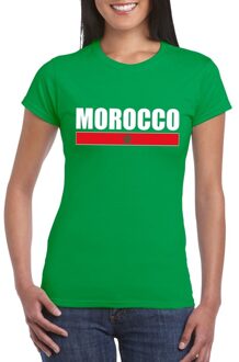 Bellatio Decorations Marokko supporters kleding t-shirt - voor dames - groen - met vlag kleuren print - korte mouwen