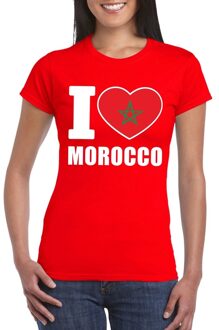 Bellatio Decorations Marokko supporters kleding t-shirt - voor dames - rood - met vlag kleuren print - korte mouwen