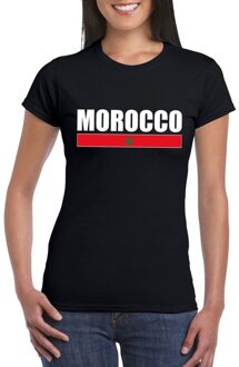 Bellatio Decorations Marokko supporters kleding t-shirt - voor dames - zwart - met vlag kleuren print - korte mouwen