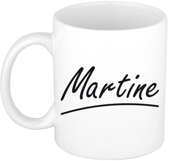 Bellatio Decorations Martine Naam koffiemok - beker - met sierlijke letters - wit - 300 ml - Cadeau - Dames