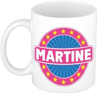 Bellatio Decorations Martine voornaam koffiemok - beker - wit/roze - 300 ml - Cadeau - Dames - Collega - Moederdag Multi