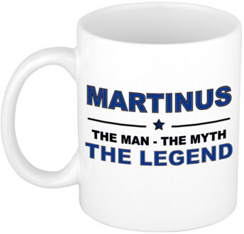 Bellatio Decorations Martinus cadeau mok - man myth legend - naam koffiemok / beker - wit en blauw - 300 ml Donkerblauw