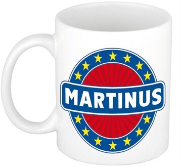 Bellatio Decorations Martinus voornaam koffiemok - beker - wit/blauw - 300 ml - Cadeau - Heren - Collega - Vaderdag Multi