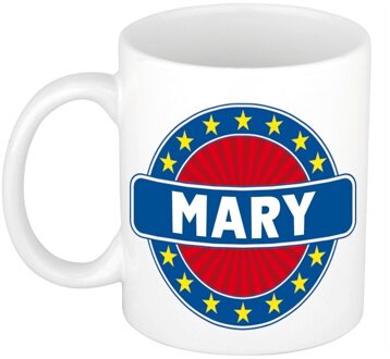 Bellatio Decorations Mary voornaam koffiemok - beker - wit/blauw - 300 ml - Cadeau - Heren - Collega - Vaderdag