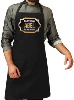 Bellatio Decorations Master chef Abel keukenschort/ barbecue schort zwart voor heren - Feestschorten