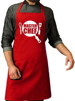 Bellatio Decorations Master chef barbeque schort / keukenschort rood heren