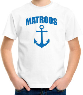 Bellatio Decorations Matroos met anker print - verkleed t-shirt - wit - voor kinderen - maritiem S (122-128)