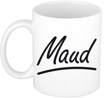 Bellatio Decorations Maud Naam koffiemok - beker - met sierlijke letters - wit - 300 ml - Cadeau - Dames