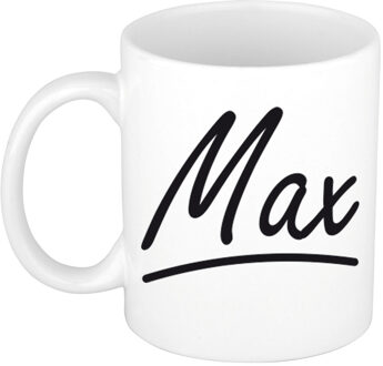 Bellatio Decorations Max voornaam kado beker / mok sierlijke letters - gepersonaliseerde mok met naam - Naam mokken Multikleur