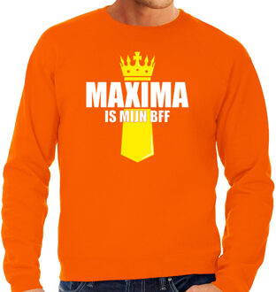 Bellatio Decorations Maxima is mijn BFF met kroontje Koningsdag sweater / trui oranje voor heren XL
