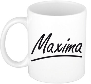 Bellatio Decorations Maxima voornaam kado beker / mok sierlijke letters - gepersonaliseerde mok met naam - Naam mokken Multikleur