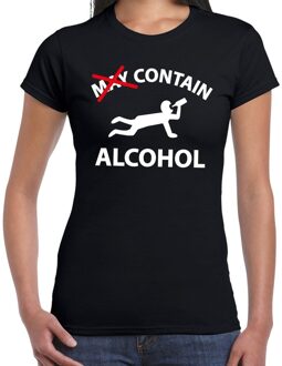 Bellatio Decorations May contain alcohol drank fun t-shirt zwart voor dames XS