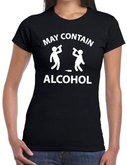 Bellatio Decorations May contain alcohol drank fun t-shirt zwart voor dames XS