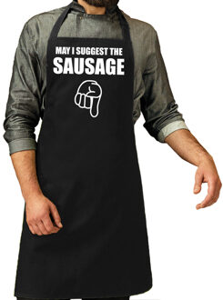 Bellatio Decorations May i suggest the sausage - cadeau - katoenen keukenschort - zwart - heren