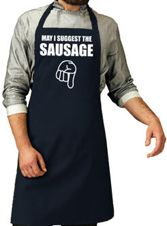 Bellatio Decorations May i suggest the sausage cadeau katoenen schort navy heren