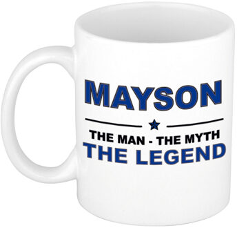 Bellatio Decorations Mayson cadeau mok - man myth legend - naam koffiemok / beker - wit en blauw - 300 ml Donkerblauw