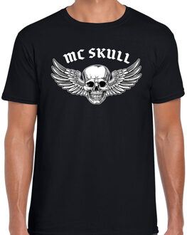 Bellatio Decorations Mc Skull fashion t-shirt rock / punker zwart voor heren