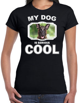 Bellatio Decorations Mechelse herder honden t-shirt my dog is serious cool zwart - dames - Mechelse herders liefhebber cadeau shirt 2XL