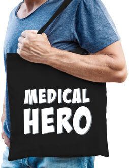 Bellatio Decorations Medical hero/ zorgpersoneel cadeau tas zwart voor heren - Feest Boodschappentassen