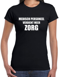Bellatio Decorations Medisch personeel verdient meer zorg t-shirt zwart voor dames L