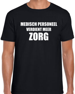 Bellatio Decorations Medisch personeel verdient meer zorg t-shirt zwart voor heren L
