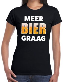 Bellatio Decorations Meer BIER graag tekst t-shirt zwart dames XS