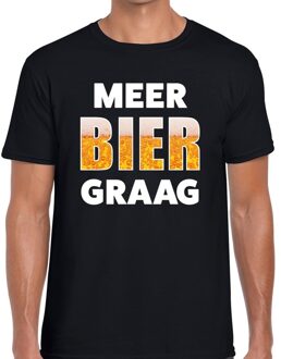 Bellatio Decorations Meer bier graag tekst t-shirt zwart heren