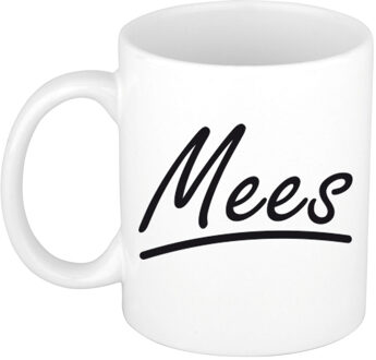 Bellatio Decorations Mees Naam koffiemok - beker - met sierlijke letters - wit - 300 ml - Cadeau - Heren