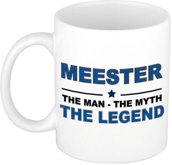 Bellatio Decorations Meester the Man, the Myth, the Legend cadeau mok / beker 300 ml - feest mokken Wit