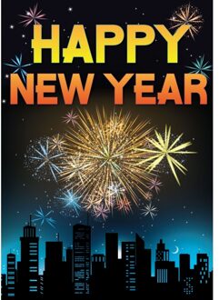 Bellatio Decorations Mega poster happy new year - Feestposters Multikleur