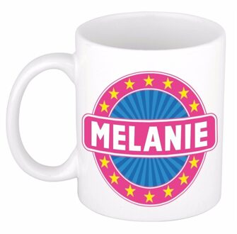 Bellatio Decorations Melanie voornaam koffiemok - beker - wit/roze - 300 ml - Cadeau - Dames - Collega - Moederdag Multi