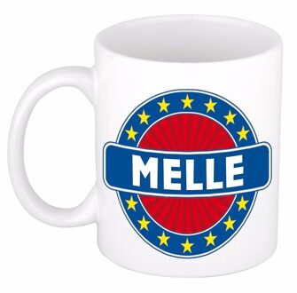 Bellatio Decorations Melle voornaam koffiemok - beker - wit/blauw - 300 ml - Cadeau - Heren - Collega - Vaderdag Multi
