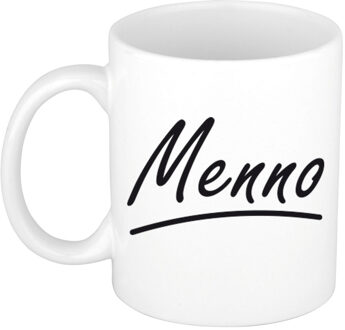 Bellatio Decorations Menno Naam koffiemok - beker - met sierlijke letters - wit - 300 ml - Cadeau - Heren